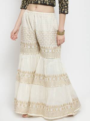 Off-white printed cotton palazzo-pants 3