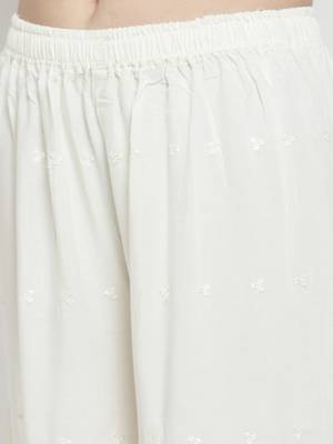 Off-white embroidered rayon palazzo-pants 5