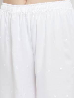 White embroidered rayon palazzo-pants 5