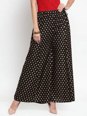 Black printed rayon palazzo-pants 1