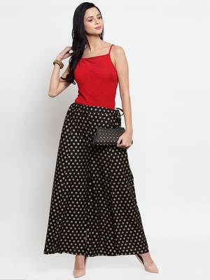 Black printed rayon palazzo-pants 2