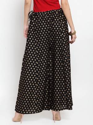Black printed rayon palazzo-pants 4