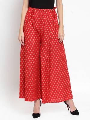 Red printed rayon palazzo-pants 1