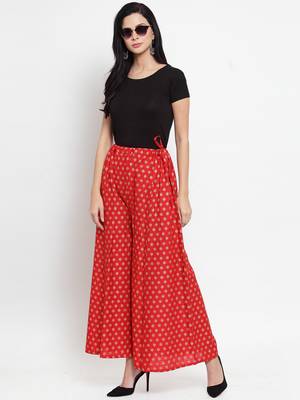 Red printed rayon palazzo-pants 2