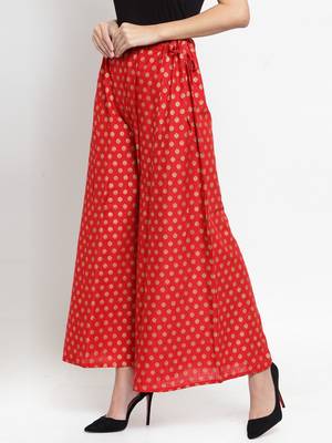 Red printed rayon palazzo-pants 3