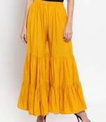 Mustard plain rayon palazzo-pants