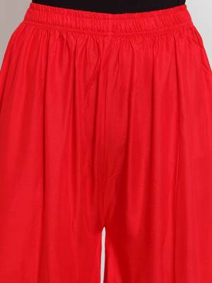 Red plain rayon palazzo-pants 5