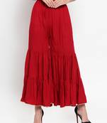 Maroon plain rayon palazzo-pants