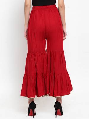 Maroon plain rayon palazzo-pants 4