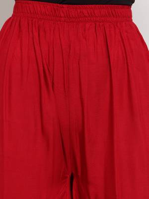 Maroon plain rayon palazzo-pants 5