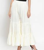 Off-white plain rayon palazzo-pants