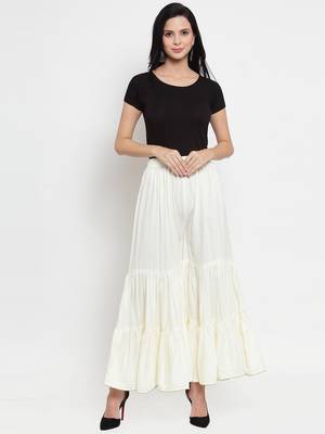 Off-white plain rayon palazzo-pants 2