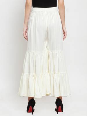 Off-white plain rayon palazzo-pants 4