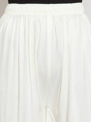 Off-white plain rayon palazzo-pants 5