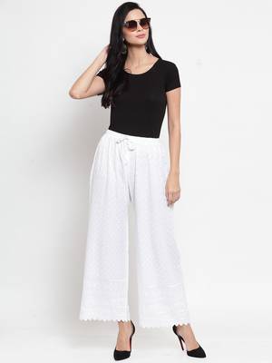 White embroidered rayon palazzo-pants 2