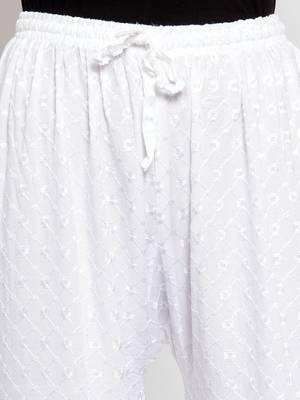 White embroidered rayon palazzo-pants 5