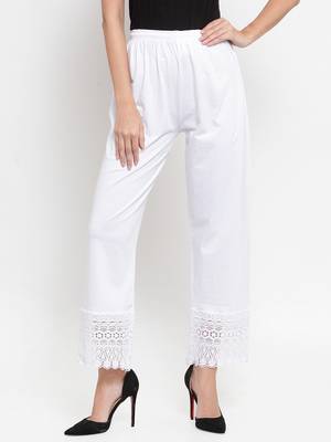 White plain rayon palazzo-pants 1