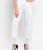 White plain rayon palazzo-pants