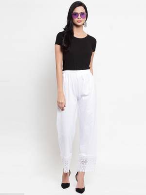 White plain rayon palazzo-pants 2