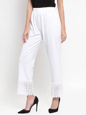 White plain rayon palazzo-pants 3