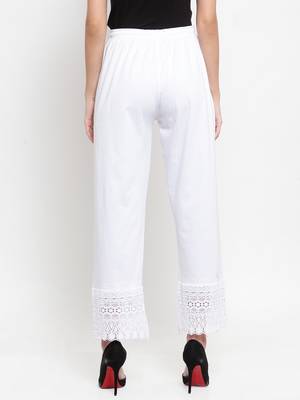 White plain rayon palazzo-pants 4