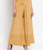 Fawn embroidered rayon palazzo-pants