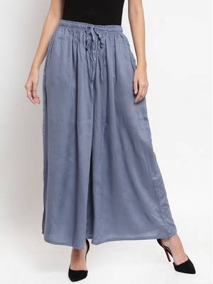 Grey plain rayon palazzo-pants 1