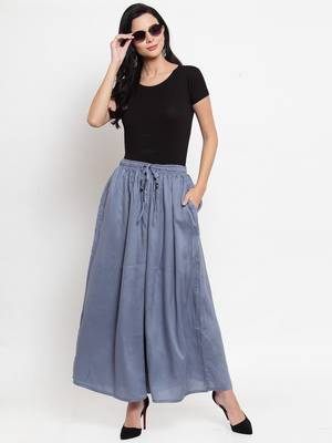 Grey plain rayon palazzo-pants 2