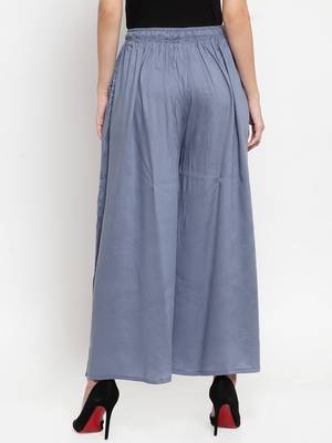 Grey plain rayon palazzo-pants 4