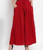 Maroon plain rayon palazzo-pants