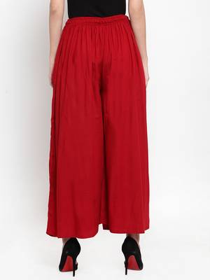 Maroon plain rayon palazzo-pants 4