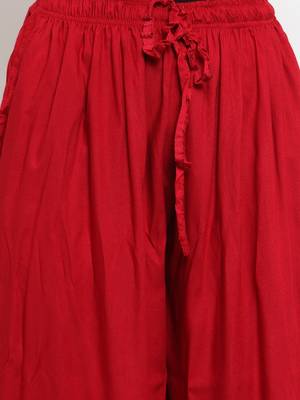 Maroon plain rayon palazzo-pants 5