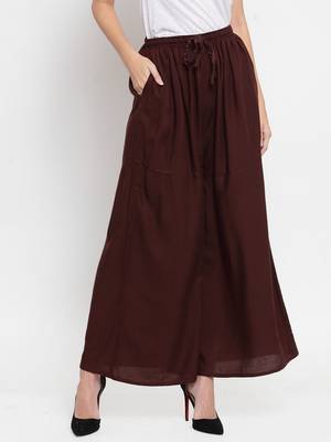 Coffee plain rayon palazzo-pants 1