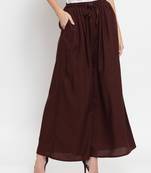 Coffee plain rayon palazzo-pants
