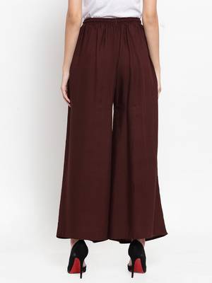 Coffee plain rayon palazzo-pants 4