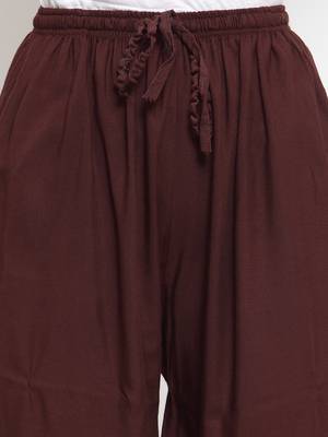 Coffee plain rayon palazzo-pants 5