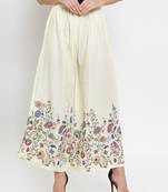 Off-white printed rayon palazzo-pants