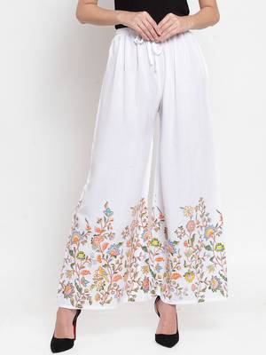 White printed rayon palazzo-pants 1
