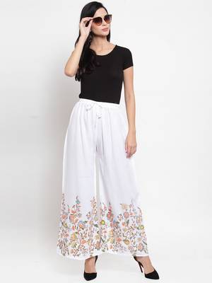 White printed rayon palazzo-pants 2