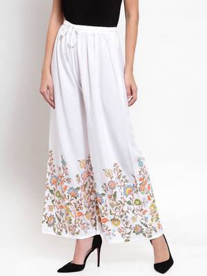 White printed rayon palazzo-pants 3