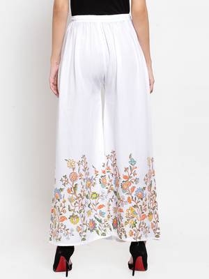 White printed rayon palazzo-pants 4