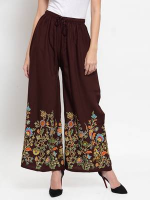 Coffee printed rayon palazzo-pants 1