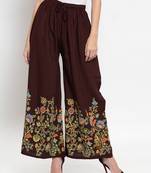 Coffee printed rayon palazzo-pants