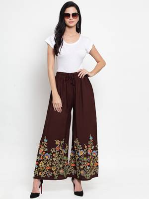 Coffee printed rayon palazzo-pants 2