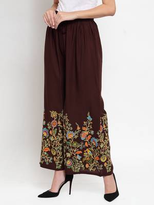 Coffee printed rayon palazzo-pants 3