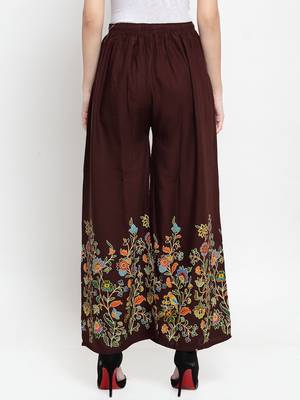 Coffee printed rayon palazzo-pants 4