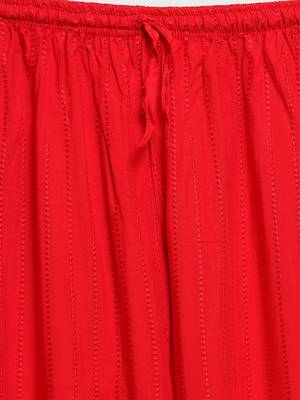 Red plain rayon palazzo-pants 5