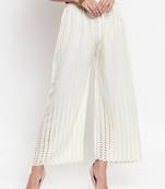 Off-white plain rayon palazzo-pants
