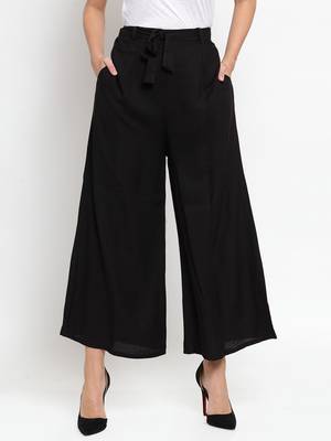 Black plain rayon palazzo-pants 1