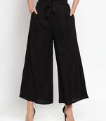 Black plain rayon palazzo-pants